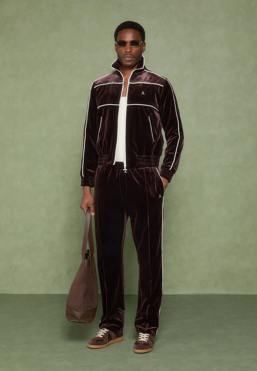 Eiffel Velour Track Jacket - Brown – Image 4